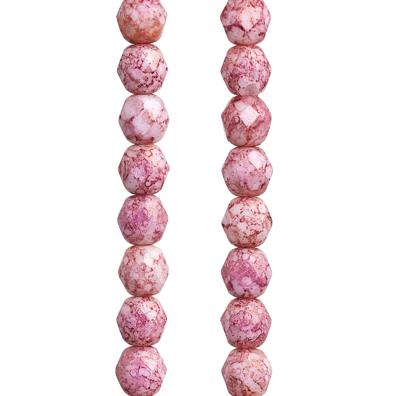 Pink Czech Glass Faceted Round Beads, 6mm by Bead Landing&#x2122;
